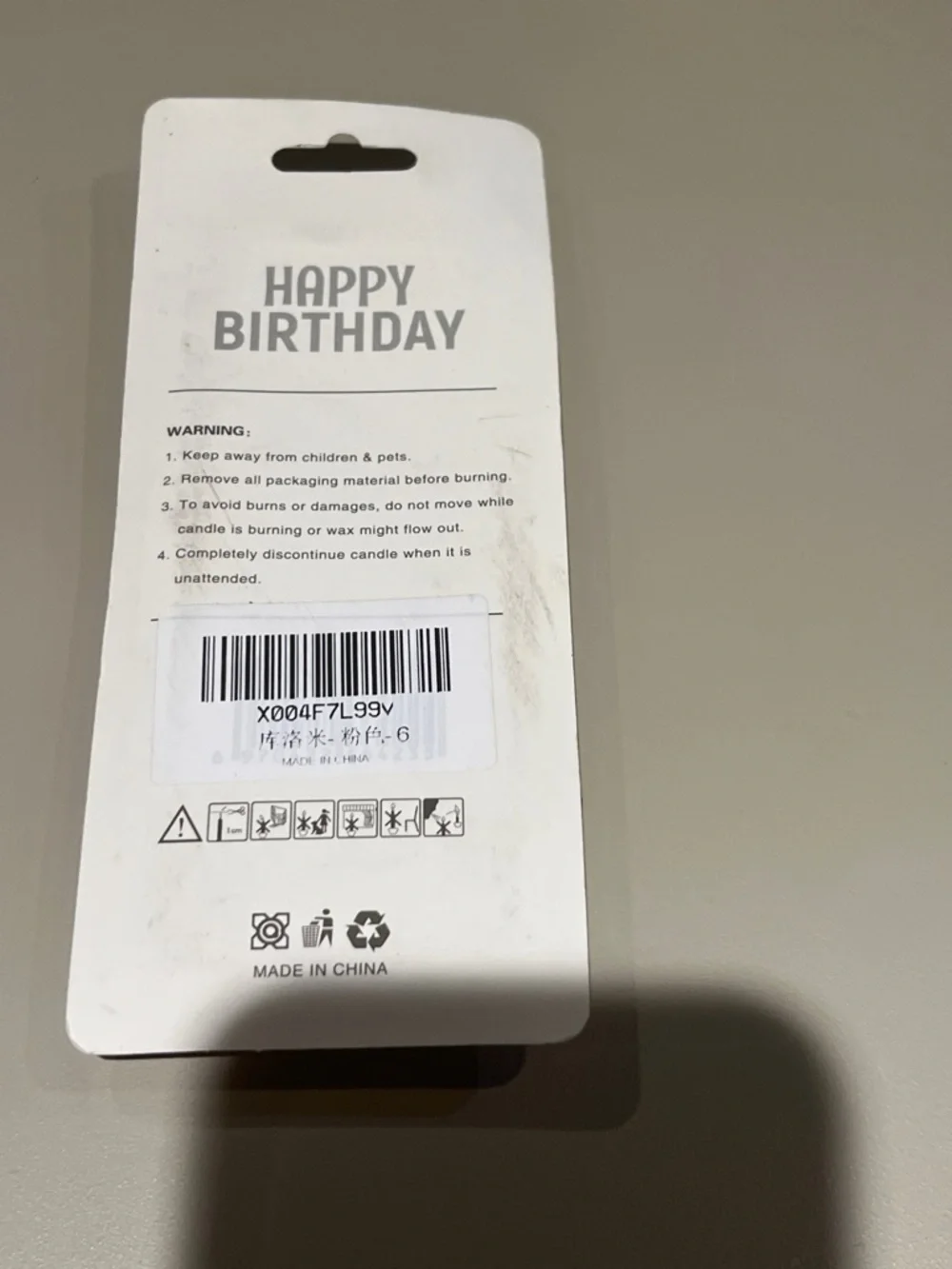 Birthday Pink Number 6 Candle